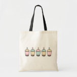 Modern Boba Tote Bag<br><div class="desc">A modern theme consisting of pink,  yellow and blue boba tea.</div>