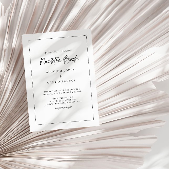 Modern Boda Minimalist Spanish Wedding  Invitation (Creator Uploaded)