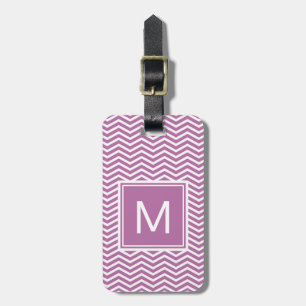 Modern Bodacious Purple Chevrons With Monogram Luggage Tag