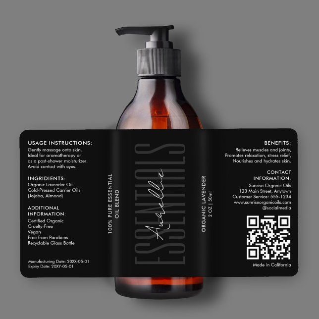 Modern Body Bath Beauty Black Oil Bottle Product (Modern Body Bath Beauty Black Oil Bottle Product Label
)