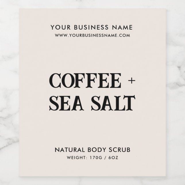 Modern body scrub elegant neutral product label (Single Label)