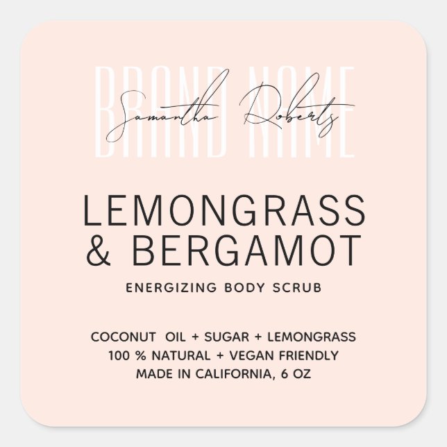 Modern body scrub pink add your brand label (Front)