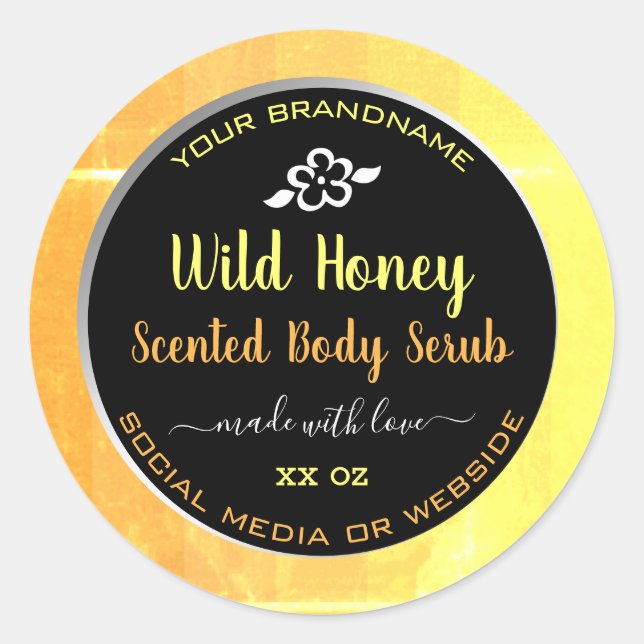 Modern Body Serub Packaging Labels Orange Black (Front)