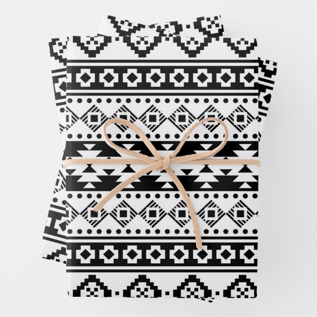 Modern Bohemian Aztec Motif Wrapping Paper Sheet (In situ)