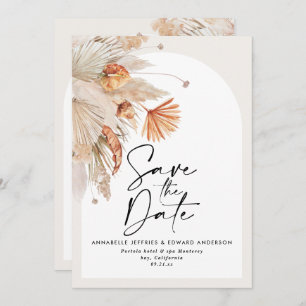 Modern bohemian botanical terracotta pampas grass  save the date