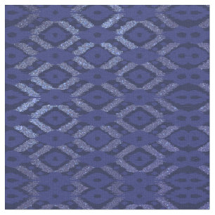 Modern Bohemian Cobalt Navy Glitter Ikat Pattern Fabric