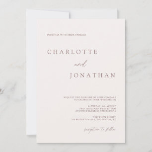 Modern Bohemian Cream & Mauve Wedding Invitation