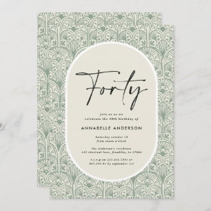 Modern bohemian moroccan green elegant birthday in invitation