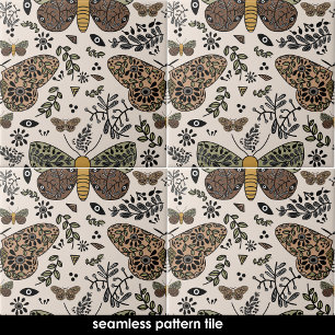 Modern Bohemian Moth Abstract Seamless Pattern Tile