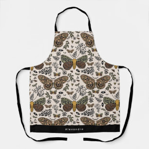 Modern Bohemian Moth Wildflowers Abstract Pattern Apron