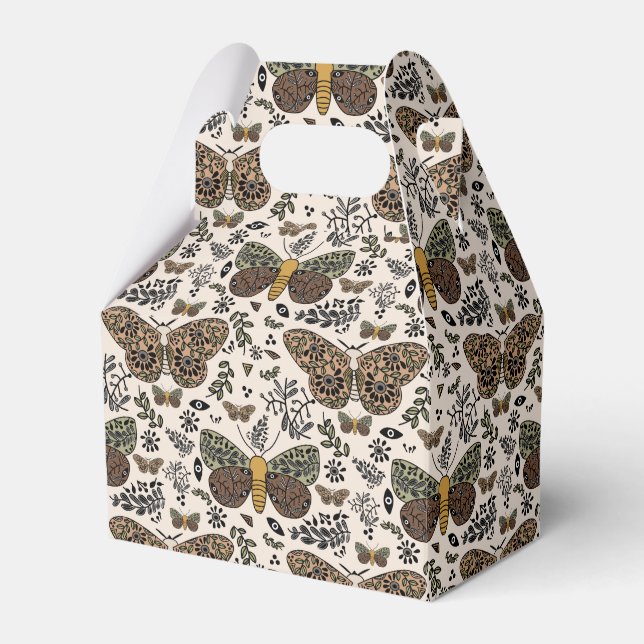 Modern Bohemian Moth Wildflowers Abstract Pattern Favour Box (Front Side)