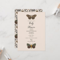 Modern Bohemian Moth Wildflowers Baby Shower