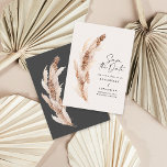 Modern bohemian natural black pampas grass wedding save the date<br><div class="desc">Modern bohemian natural pampas grass wedding save the date invitation. Stunning elegant script text and on trend botanical foliage in contemporary natural beige,  terracotta,  black and teal colorway.</div>