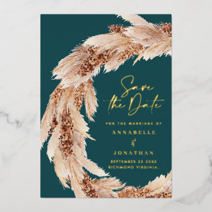 Modern bohemian natural pampas grass wedding foil