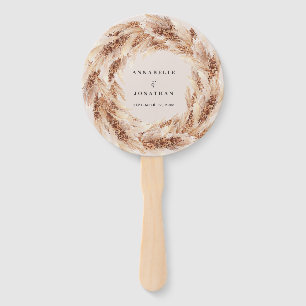 Modern bohemian natural pampas grass wedding hand fan