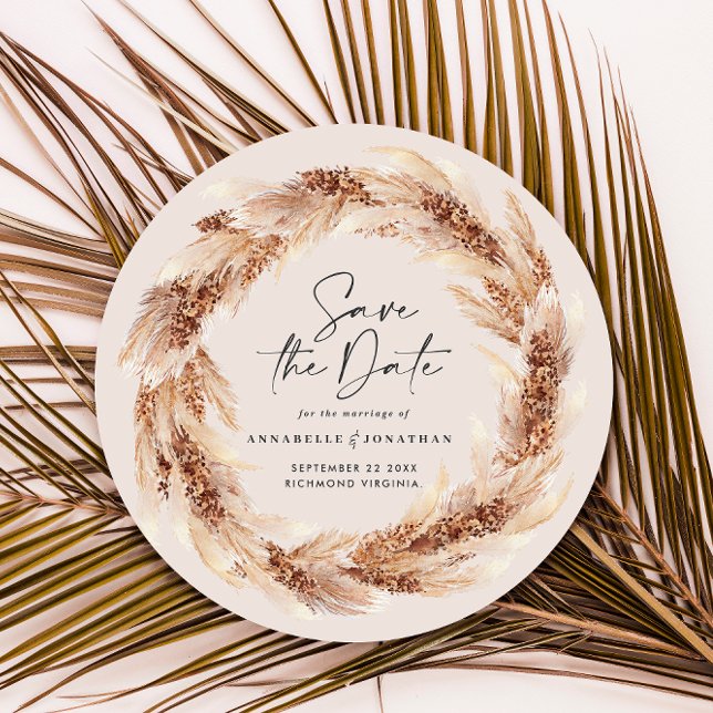 Modern bohemian natural pampas grass wedding invit invitation (Creator Uploaded)