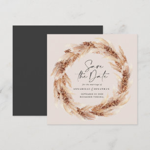 Modern bohemian natural pampas grass wedding invitation