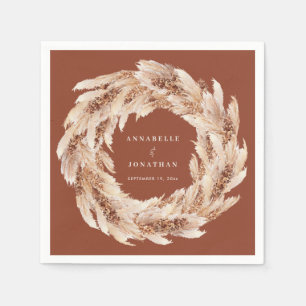 Modern bohemian natural pampas grass wedding napki napkin