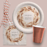 Modern bohemian natural pampas grass wedding  paper plate<br><div class="desc">Modern bohemian natural pampas grass wedding day party plates. Stunning elegant script text and on trend botanical foliage. On trend rust terracotta backer colour.</div>