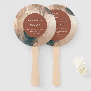 Modern bohemian, painterly terracotta teal wedding hand fan