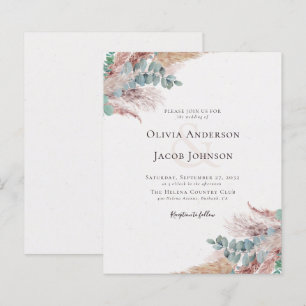 Modern Bohemian Pampas Grass Wedding Invitation
