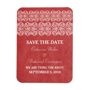 Modern Bohemian Save the Date Magnet, Red Magnet