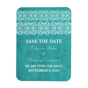 Modern Bohemian Save the Date Magnet, Teal Magnet