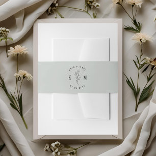 Modern Bohemian Soft Sage Wedding Invitation Belly Band