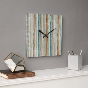 Modern bohemian striped Square or Round Wall Clock