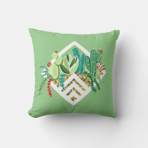 Modern Bohemian Succulents & Cactus Terrarium Cushion