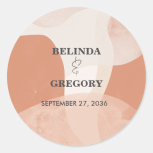 Modern Bohemian Terracotta Abstract Wedding Classic Round Sticker