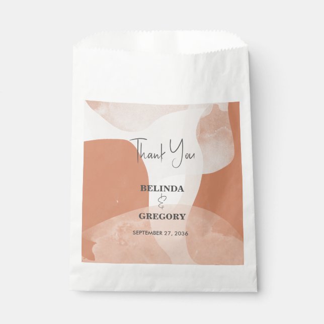 Modern Bohemian Terracotta Abstract Wedding  Favour Bags (Front)