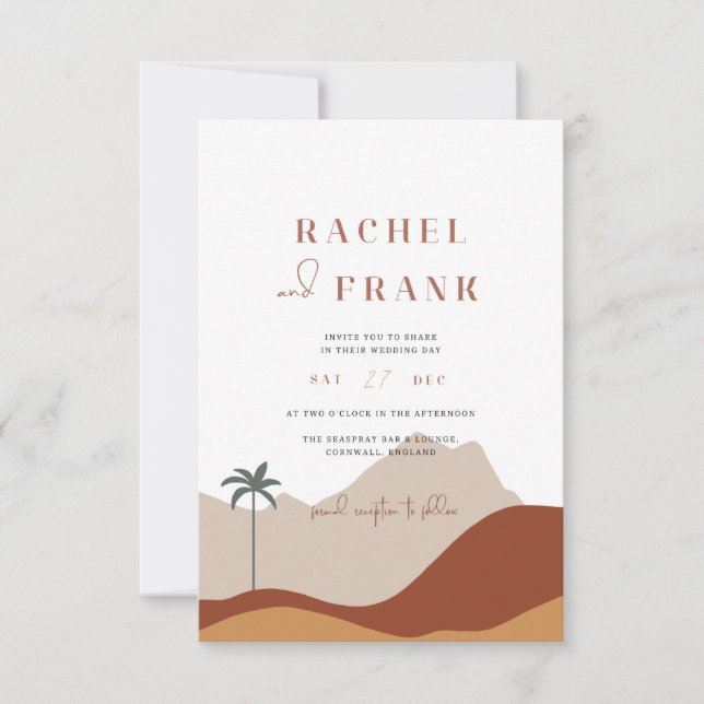 Modern Bohemian Terracotta Desert Wedding Invites (Front)