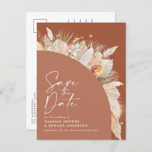 Modern bohemian terracotta pampas grass stylish announcement postcard