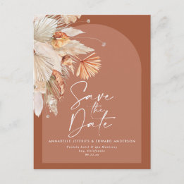 Modern bohemian terracotta pampas grass stylish announcement postcard