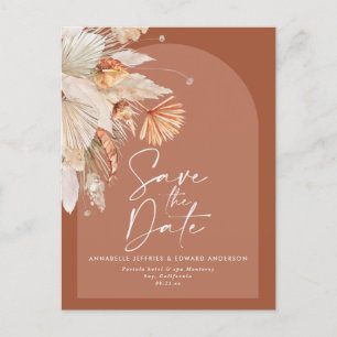 Modern bohemian terracotta pampas grass stylish announcement postcard