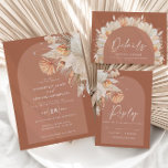 Modern bohemian terracotta pampas grass wedding<br><div class="desc">Modern bohemian terracotta pampas grass stylish wedding invitation card. Beautiful handprinted floral watercolors and script text. Modern on trend design.</div>