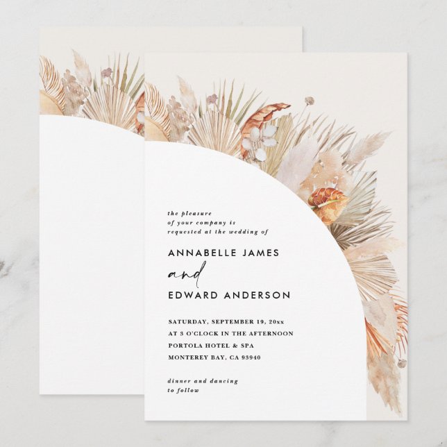 Modern bohemian terracotta pampas grass wedding (Front/Back)