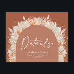Modern bohemian terracotta pampas grass wedding<br><div class="desc">Modern bohemian terracotta pampas grass stylish wedding details card.</div>