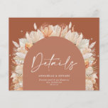 Modern bohemian terracotta pampas grass wedding<br><div class="desc">Modern bohemian terracotta pampas grass stylish wedding details card.</div>