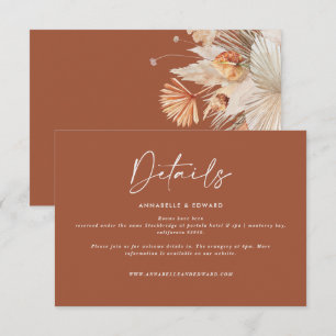 Modern bohemian terracotta pampas grass wedding RS RSVP Card