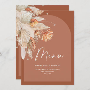 Modern bohemian terracotta pampas grass wedding save the date