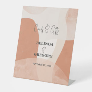 Modern Bohemian Terracotta Wedding Cards Gifts Pedestal Sign