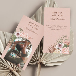 Modern Bohemian Watercolor Boho Photo Arch Yoga Business Card
