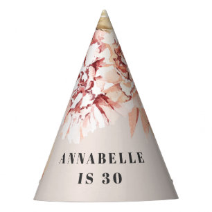 Modern bohemian watercolor floral pastel birthday  party hat