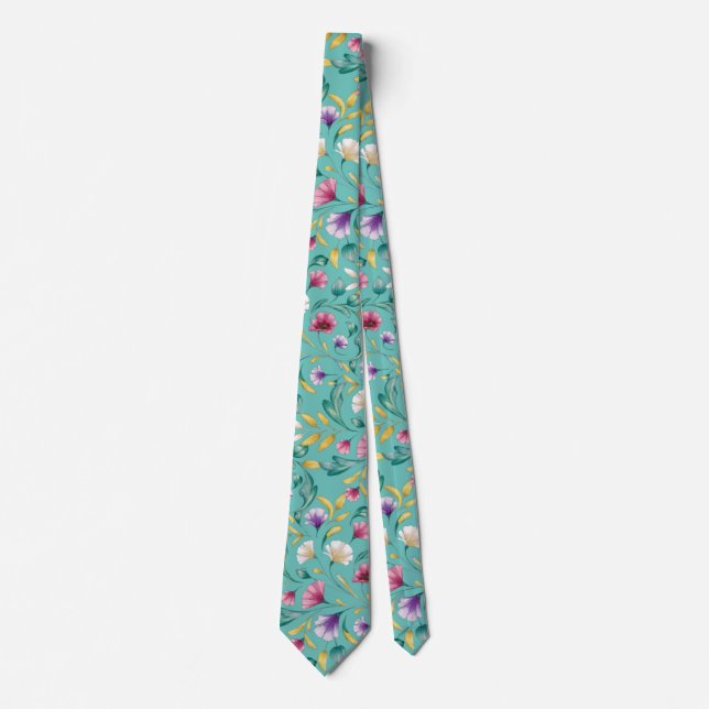 Modern bohemian watercolor florals3 tie (Front)