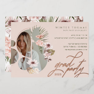 Modern Bohemian Watercolor Florals Graduate Photo