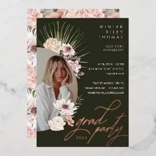 Modern Bohemian Watercolor Florals Graduate Photo