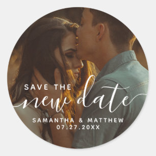 Modern Bohemian Wedding Save The Date  Classic Round Sticker