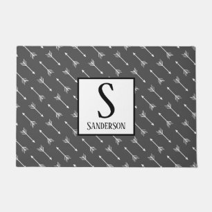 Modern Bohemian White Arrows Personalised Doormat
